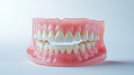 Dental model with realistic teeth showcased on a plain background