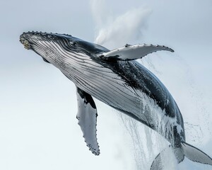 Humpback whale breaching ocean surface