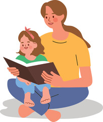 Mother and Child Reading Together