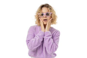 Person surprised while prepping for winter leaps, isolated, PNG