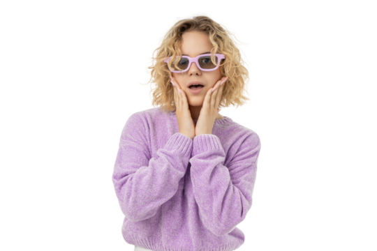 Person surprised while prepping for winter leaps, isolated, PNG