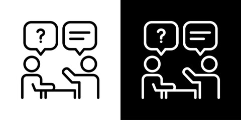 Interview Icon Set. Clean Line Design With Light And Dark Versions For Versatile Use. 