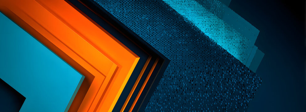 Minimal geometric background. Dynamic blue shapes composition with orange lines. Abstract background modern hipster futuristic graphic. Vector abstract background texture design, bright poster, banner