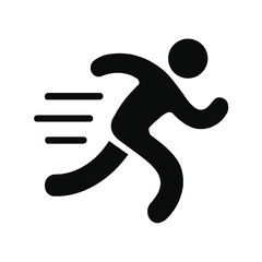 Black Silhouette of a Fast Running Figure with Motion Lines runner person
