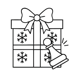 Christmas Gift Box with Snowflakes and Chess Pawn Icon present