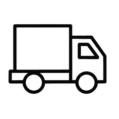 Simple Line Art Icon of a Delivery Truck On White Background lorry vehicle