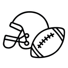 American Football Helmet and Ball Icon On White Background sport