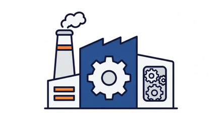 Factory building industrial factory icon manufacturing plant symbol industry and production sign