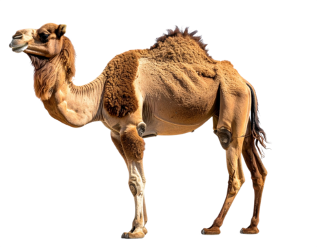 Camel isolated on white background, transparent PNG