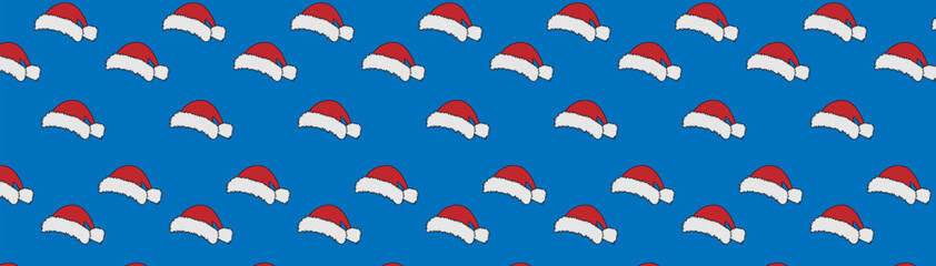 Santa's hat on a blue background,