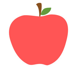 Fresh red apple icon with leaf for healthy eating, nutrition education, and vibrant food designs, perfect for children's books and educational resources