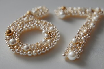 Obraz premium Decorative numbers crafted with beads and pearls for elegant design