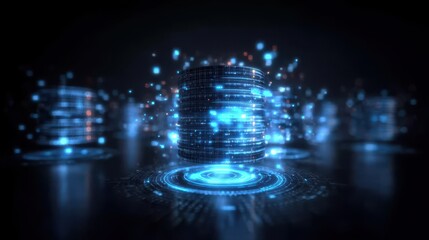 Obraz premium Hub with AI database program monitoring, high speed connectivity, and index recovery