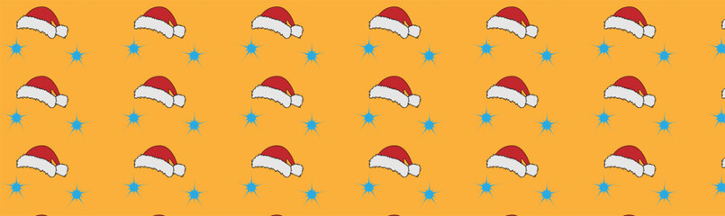 Santa hat pattern on a yellow background,