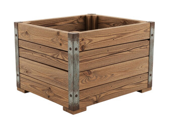 Rustic wooden crate planter transparent background cutout png