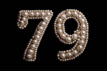 Elegant Pearl Decoration Number 79 on a Black Background
