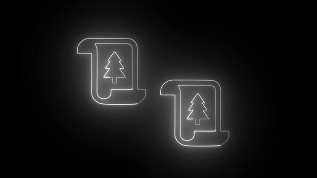 Christmas greeting tow card icon neon glowing light effect animation .