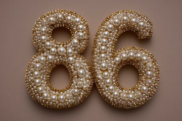 Elegant Pearl-Encrusted Number 86 for Celebratory Occasions