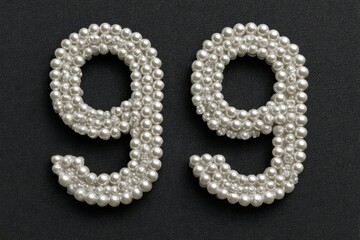 Elegant Pearl Numbers Ninety Nine on Dark Background