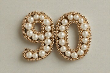 Decorative Pearl Number Ninety for Celebration or Anniversary Theme
