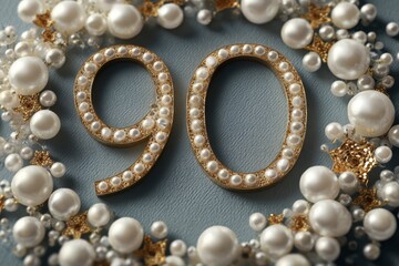 Elegant 90th Birthday Celebration Theme with Pearls and Gold Accents