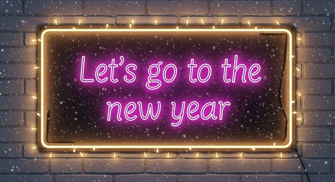 neon signboard Let's go to the new year