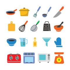 Set icon of cooking tools and gear, clip art vector design
