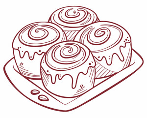 Four cinnamon rolls on a plate