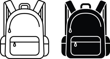 Obraz premium School backpack silhouette vector icon set