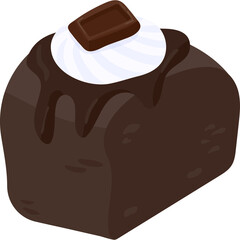 Rich Chocolate Cake With White Frosting And Dark Chocolate Square Topping On A Transparent Background