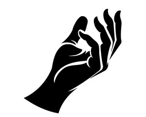 hand lineart, hand silhouette logo, icon isolated on white background, model 4
