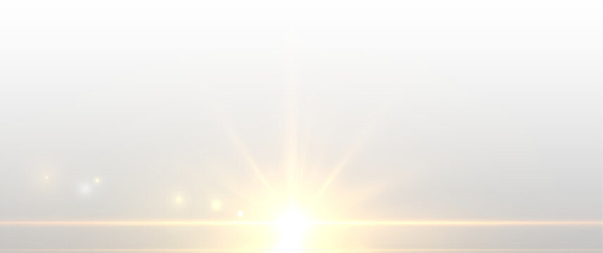Sunlight glows with warm golden radiance. Lens flare streaks spread in gentle curves. Tiny sparkles highlight the edges softly. PNG