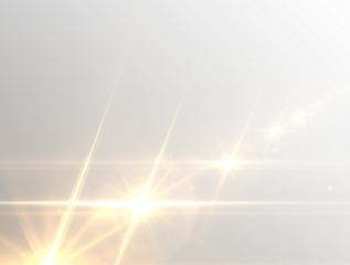Warm sunlight radiates with golden flare. Lens streaks extend across the transparent space. Sparkling highlights shimmer in delicate patterns. PNG