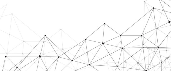 Abstract geometric background with connecting dots and lines with low poly triangle shapes. Polygonal Mesh Background Vector design digital technology concept Global network connection data structure