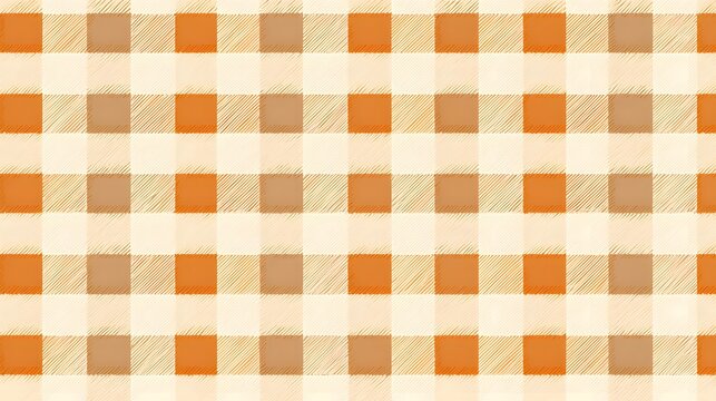 Cozy autumn picnic plaid pattern warm orange beige brown tones Thanksgiving Halloween textile