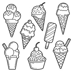 Collection of ice cream cones and popsicles