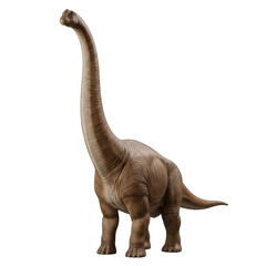 Obraz premium Brown Brachiosaurus Dinosaur Standing Tall and Majestic Isolated on a Clean Transparent Background in a Studio Setting with Detailed Texture and Realistic Rendering