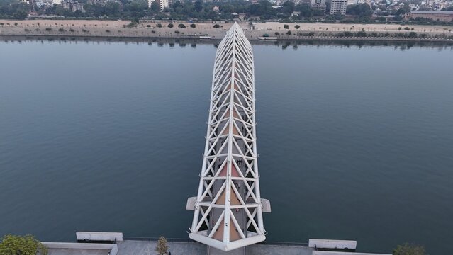 Atal Bridge, Ahmedabad City, Aerial View, Ahmedabad, Gujarat, India.