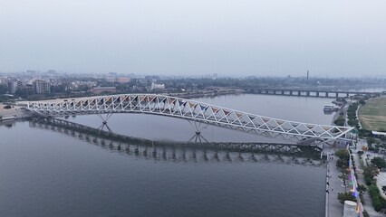 Atal Bridge, Ahmedabad City, Aerial View, Ahmedabad, Gujarat, India.