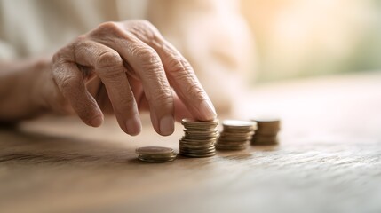 Careful hands build a secure retirement thoughtful financial planning concept warm light evokes peace