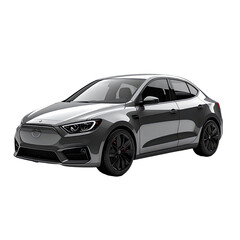 Naklejka premium Sleek, modern gray sedan with black wheels