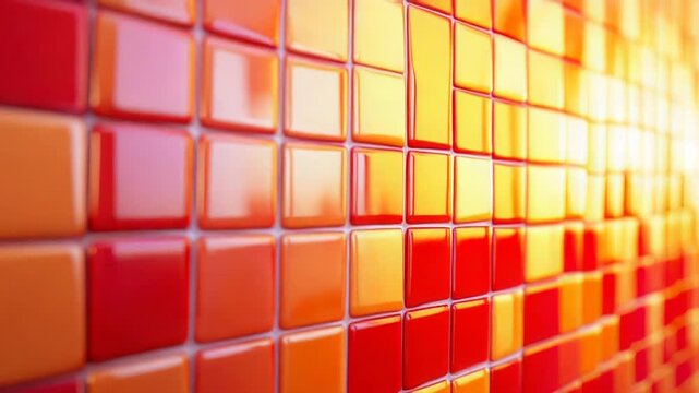 Warm glowing geometric tiles creating abstract background pattern