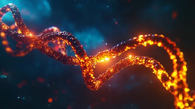 Glowing dna helix structure representing genetic code science