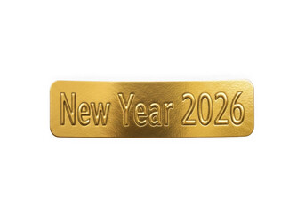 Gold bar with new year 2026 inscription isolated on transparent background