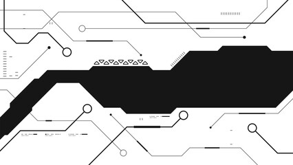 Cyberpunk black circuit diagram hi tech circuit board connection system on white background.