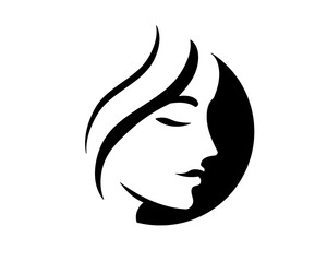 face lineart, face silhouette logo, icon isolated on white background, model 2
