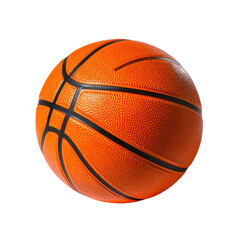 Fototapeta premium Realistic orange basketball with black seams, isolated on black. Perfect sport imagery