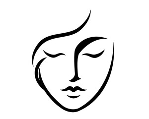 face lineart, face silhouette logo, icon isolated on white background, model 5
