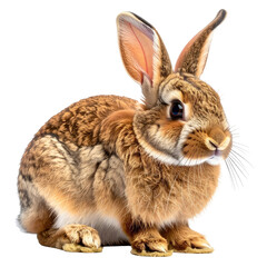 Obraz premium Fluffy, brown rabbit with long ears, whiskers, and a curious gaze against black