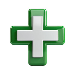 Obraz premium 3D rendered green and white cross on black background